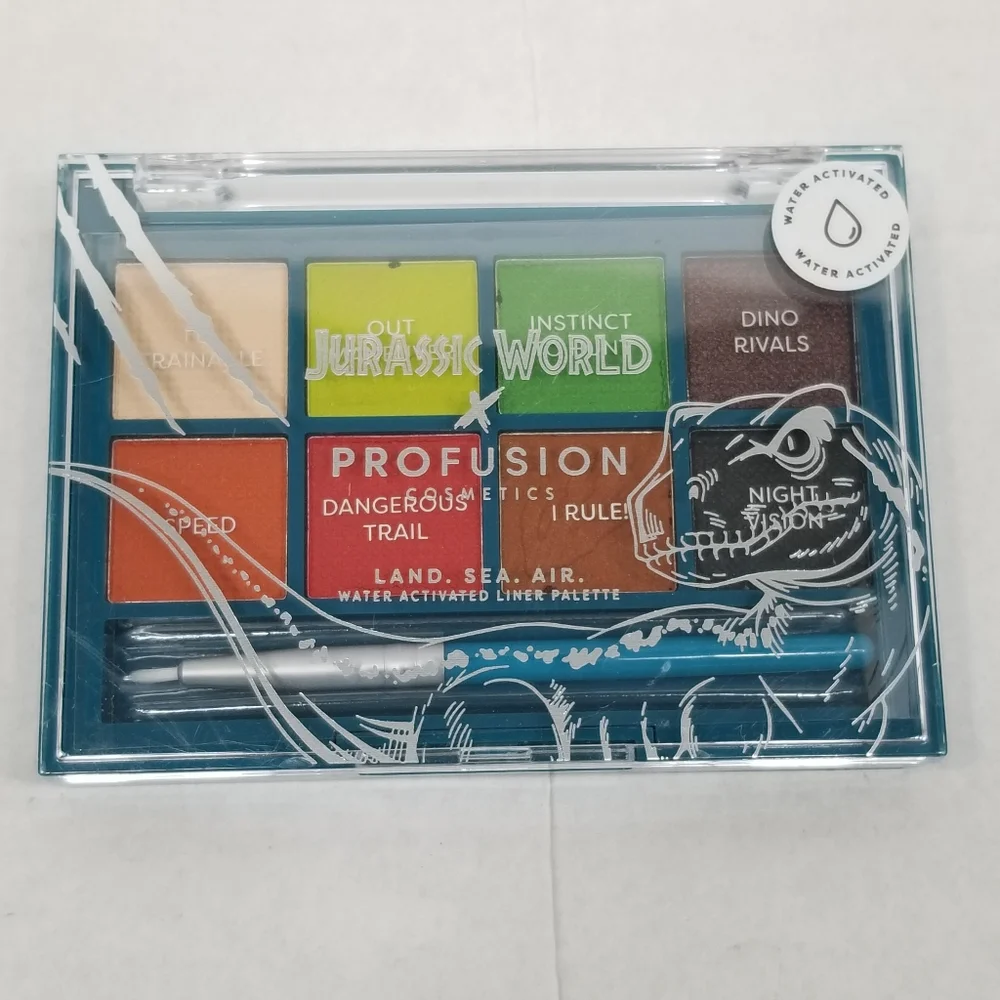 New! Set 2 Jurassic World x Profusion Cosmetics Land Sea Air 8 Eye Liner Palette
